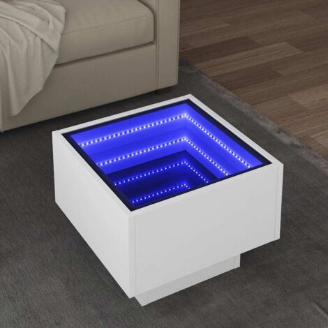 vidaXL Tavolino con LED Bianco 40x40x30 cm in Legno Multistrato