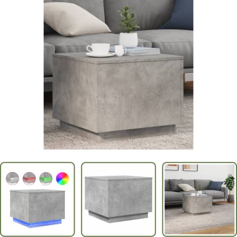 vidaXL Tavolino con luci RGB -  Tavolino da Salotto con Luci LED Grigio Cemento 50x50x40 cm