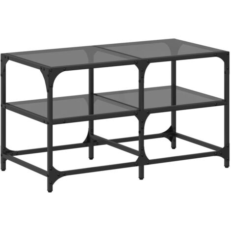vidaXL Tavolino con Piano in Vetro Nero 78,5x40x45 cm Acciaio