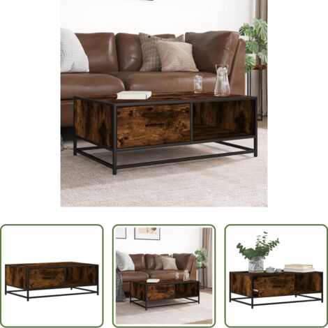 vidaXL Tavolino con piano robusto -  Tavolino Rovere Fumo 90x57x35 cm in Legno Multistrato e Metallo