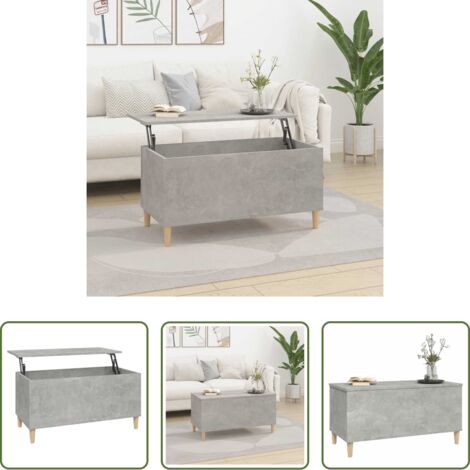 vidaXL Tavolino con piano sollevabile -  Tavolino Salotto Grigio Cemento 90x44,5x45 cm Legno Multistrato