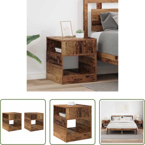 vidaXL Tavolino con ripiani -  Tavolino 2 pcs Legno vecchio 40,5 x 40 x 45 cm
