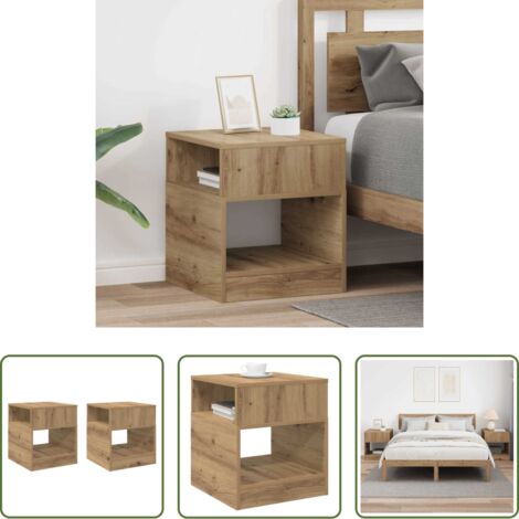 vidaXL Tavolino con ripiani -  Tavolino 2 pcs Rovere artigianale 40,5 x 40 x 45 cm