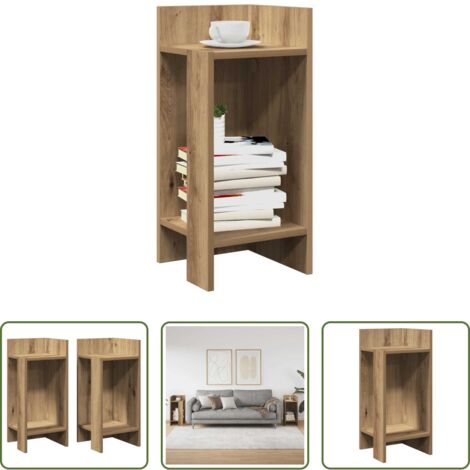 vidaXL Tavolino con ripiano -  Tavolini Laterali 2pz con Ripiano Rovere Artigianale