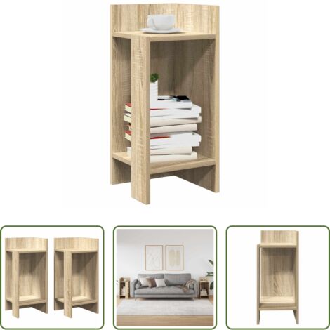 vidaXL Tavolino con ripiano -  Tavolini Laterali 2pz con Ripiano Rovere Sonoma 25,5x27x60 cm