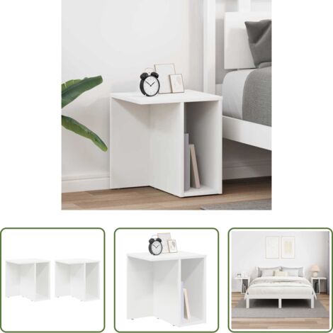 vidaXL Tavolino con ripiano -  Tavolino 2 pcs Bianco 37 x 32 x 40 cm Legno multistrato