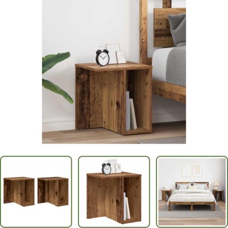 vidaXL Tavolino con ripiano -  Tavolino 2 pcs Legno vecchio 37 x 32 x 40 cm Legno multistrato