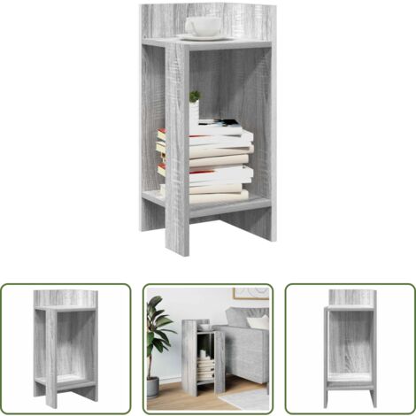 vidaXL Tavolino con ripiano -  Tavolino Laterale con Ripiano Grigio Sonoma 25,5x27x60 cm