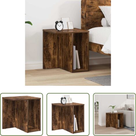 vidaXL Tavolino con ripostiglio -  Tavolino Rovere fumé 37 x 32 x 40 cm Legno multistrato