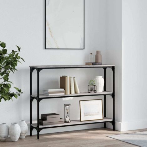 VidaXL Tavolino Consolle In Legno Multistrato, Grigio Sonoma, 80x30x80 Cm, Pratico E Stabile, Con Fissaggio A Parete