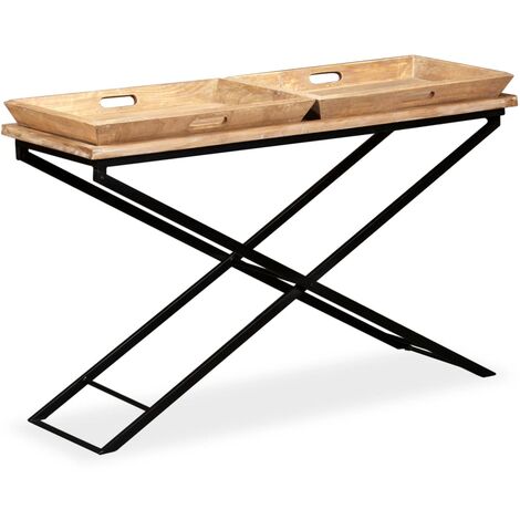 vidaXL Tavolino Consolle in Legno Massello di Mango 130x40x80 cm