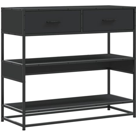 vidaXL Tavolino Consolle Nero 90x35x80 cm in Legno Multistrato
