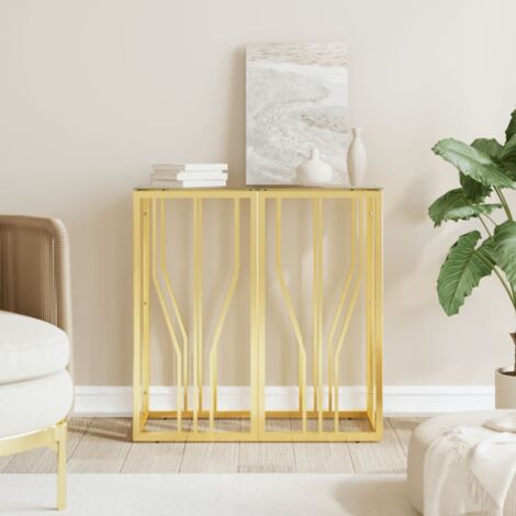 vidaXL Tavolino Consolle Oro 70x30x70 cm in Acciaio Inox e Vetro