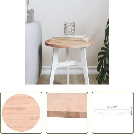 vidaXL Tavolino da bar -  Piano per Tavolo Ø30x1,5 cm Rotondo in Legno Massello di Faggio