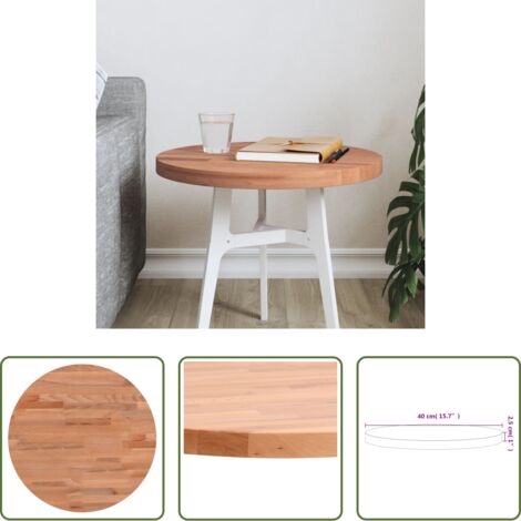 vidaXL Tavolino da bar -  Piano per Tavolo Ø40x2,5 cm Rotondo in Legno Massello di Faggio