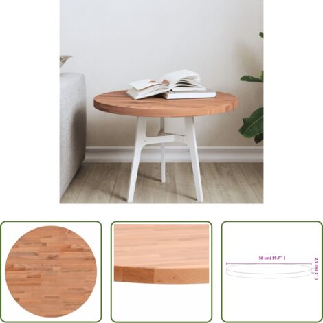 vidaXL Tavolino da bar -  Piano per Tavolo Ø50x2,5 cm Rotondo in Legno Massello di Faggio