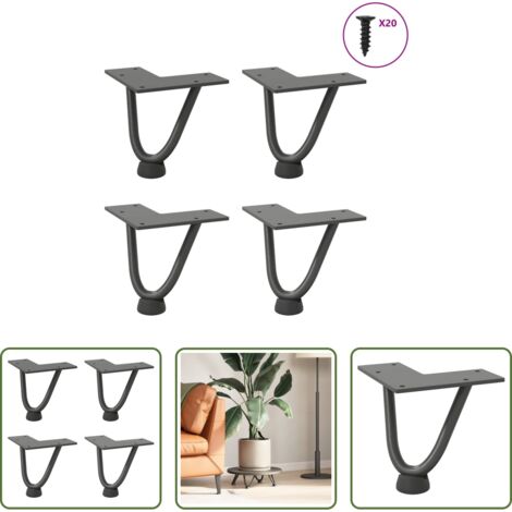 vidaXL Tavolino da caffè -  Gambe a forcina per tavolino 4 pz antracite 10 cm acciaio massiccio