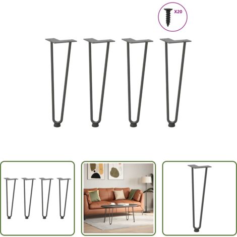vidaXL Tavolino da caffè -  Gambe a forcina per tavolino 4 pz antracite 42 cm acciaio massiccio