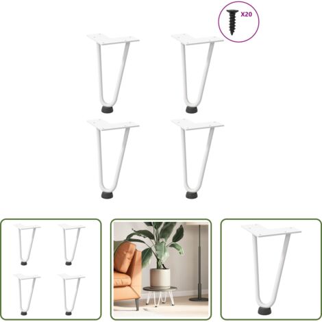 vidaXL Tavolino da caffè -  Gambe a forcina per tavolino 4 pz bianche 20 cm in acciaio massiccio