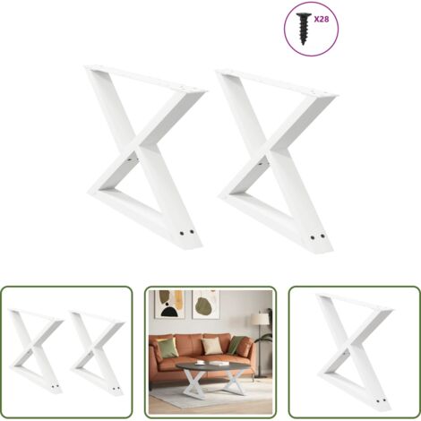 vidaXL Tavolino da caffè -  Gambe per Tavolino da Caffè 2 pz Bianche 70x(42-43,3) cm Acciaio
