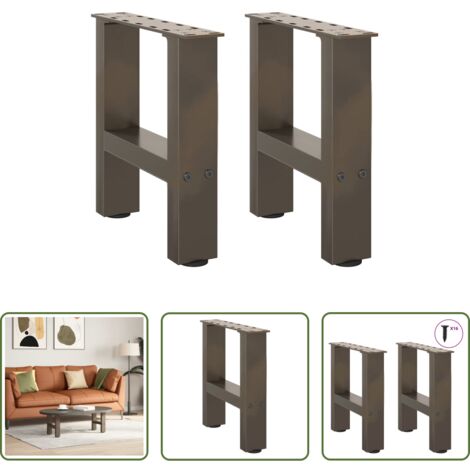 vidaXL Tavolino da caffè -  Gambe per Tavolino da Caffè in Acciaio Naturale 2 pz 30x(30-31) cm Acciaio