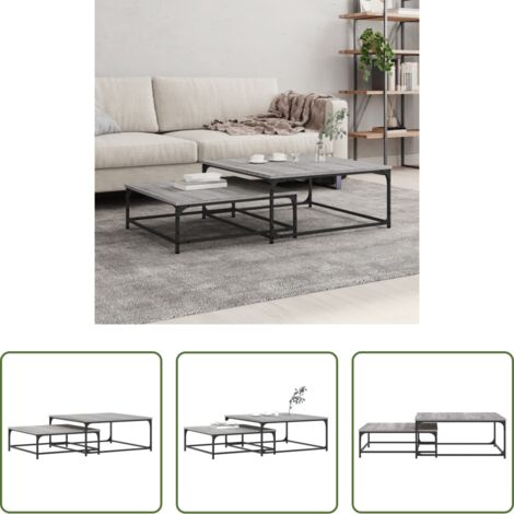 vidaXL Tavolino da camera da letto -  Tavolini Salotto Impilabili 2pz Grigio Sonoma Legno Multistrato