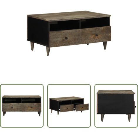 vidaXL Tavolino da camera -  Tavolino Grigio Chiaro 80x54x40 cm in Legno Massello di Mango