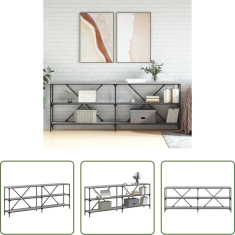 vidaXL Tavolino da corridoio -  Tavolino Grigio Sonoma 200x30x75cm in Legno Multistrato e Ferro