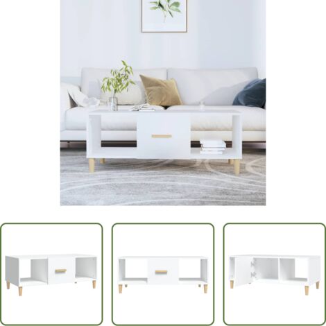vidaXL Tavolino da divano -  Tavolino da Salotto Bianco 102x50x40 cm in Legno Multistrato