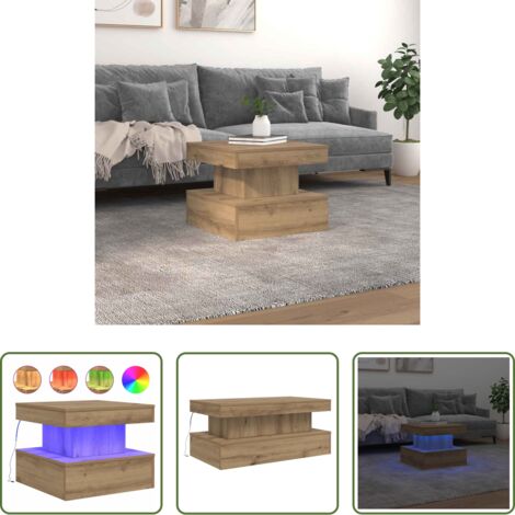 vidaXL Tavolino da divano -  Tavolino da Salotto con Luci LED Rovere Artigianale 50x50x40 cm