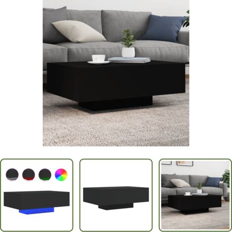 vidaXL Tavolino da divano -  Tavolino da Soggiorno con Luci LED Nero 85x55x31 cm
