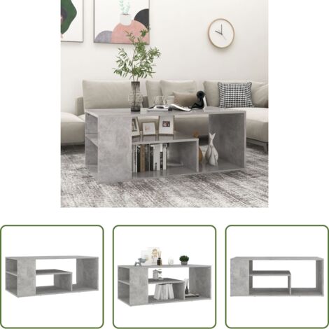vidaXL Tavolino da divano -  Tavolino Salotto Grigio Cemento 100x50x40 cm Legno Multistrato