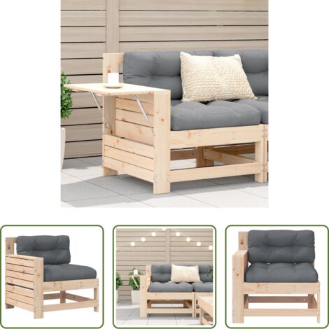 vidaXL Tavolino da giardino -  Divano Giardino Senza Braccioli con Cuscino Legno Massello Pino