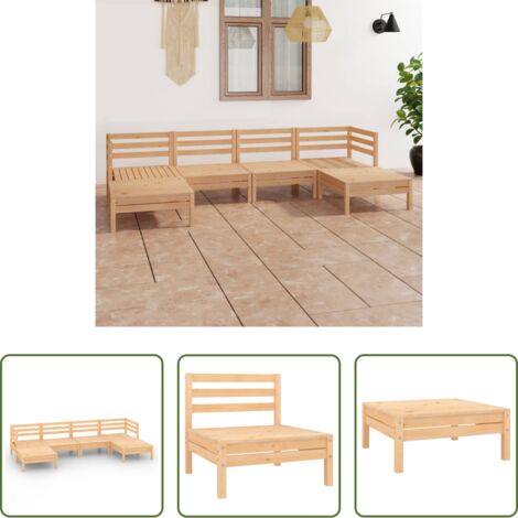 vidaXL Tavolino da giardino -  Set Salotto da Giardino 6 pz in Legno Massello di Pino