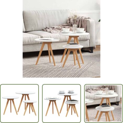 vidaXL Tavolino da giardino -  Tavolino da salotto 3 pcs Marrone Legno di Noce Massello