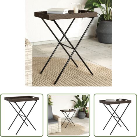 vidaXL Tavolino da giardino -  Tavolino Vassoio Pieghevole Marrone 65x40x75 cm in Polyrattan