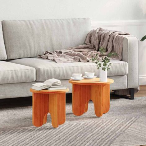 vidaXL Tavolino da salotto 2 pcs Cera marrone 39.5 x 39.5 x 30 cm