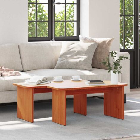 vidaXL Tavolino da salotto 2 pcs Marrone cerato Legno di pino massello