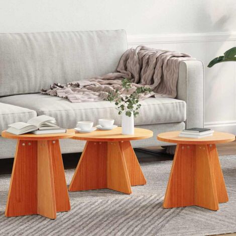 vidaXL Tavolino da salotto 3 pcs Cera marrone 49 x 49 x 30 cm