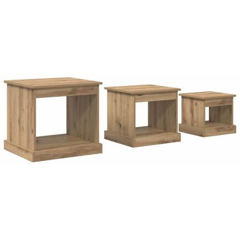 vidaXL Tavolino da salotto 3 pcs Rovere artigianale Legno