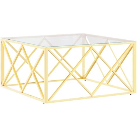 vidaXL Tavolino da Salotto 80x80x40 cm in Acciaio Inox e Vetro