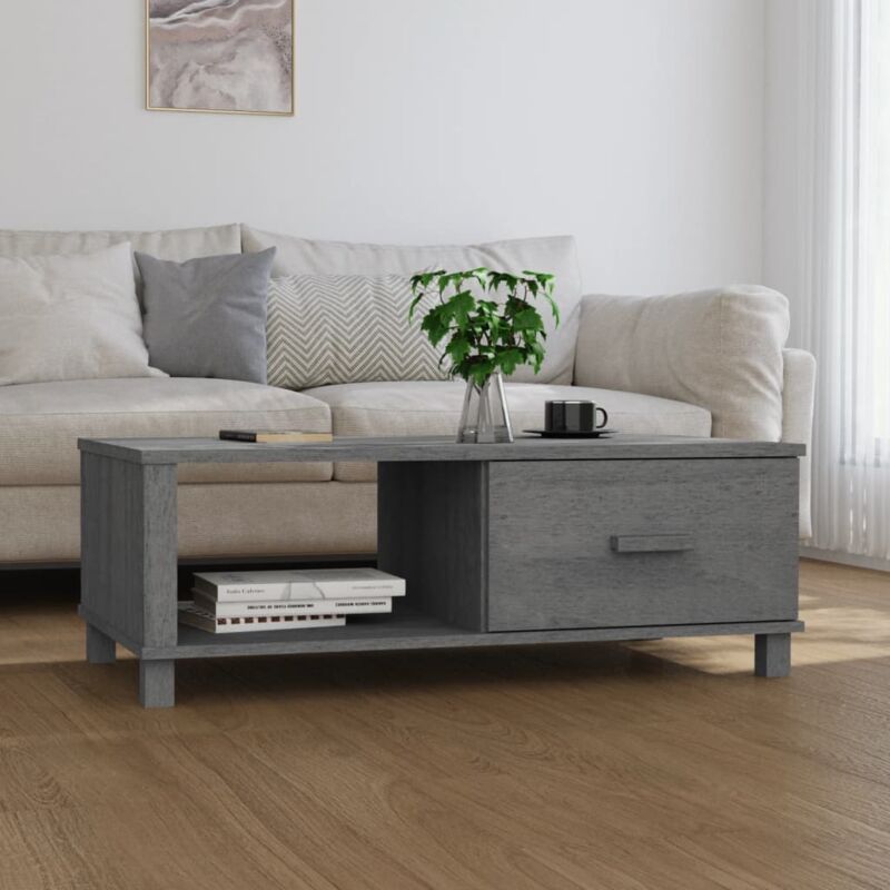 vidaXL Tavolino HAMAR Grigio Scuro 100x55x35 cm Legno Massello di Pino