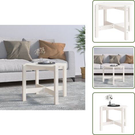 - vidaXL Tavolino da Salotto Bianco Ø 62,5x45 cm Legno Massello di Pino -