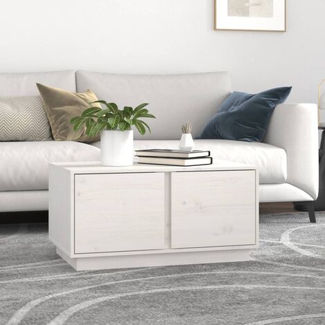 vidaXL Tavolino da Salotto Bianco 80x50x40 cm Legno Massello di Pino