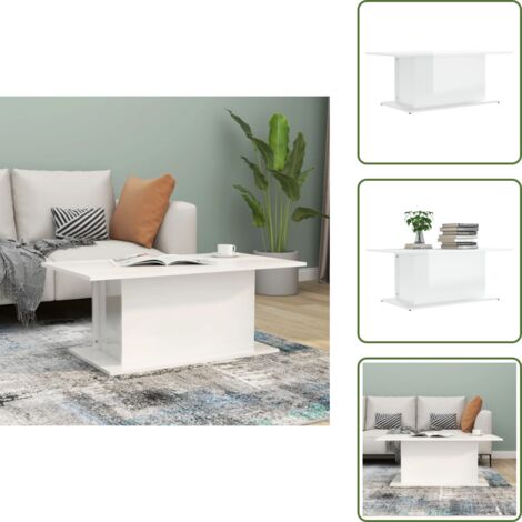 - vidaXL Tavolino da Salotto Bianco Lucido 102x55,5x40 cm in Truciolato -