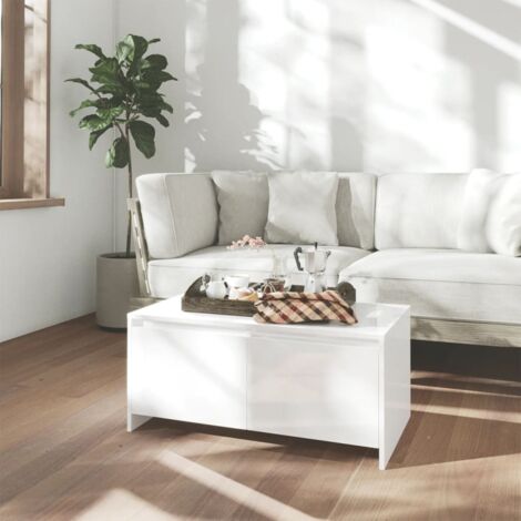 vidaXL Tavolino da Salotto Bianco Lucido 90x50x41,5 cm in Truciolato