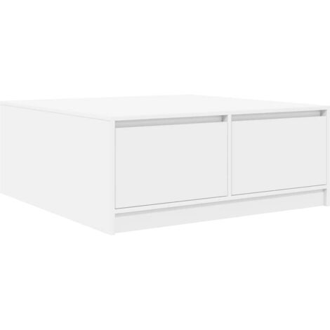 vidaXL Tavolino da Salotto con Cassetti Bianco 100x100x40 cm