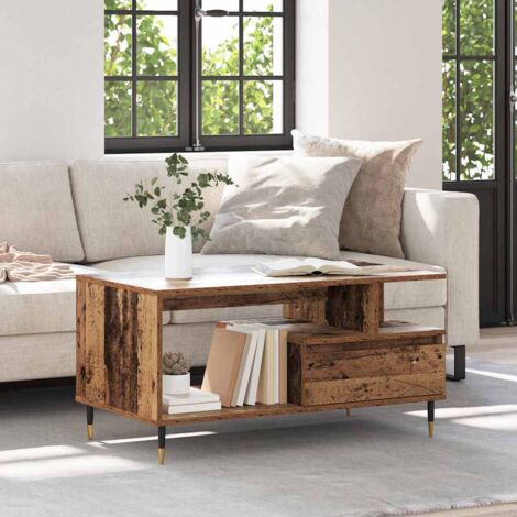vidaXL Tavolino da salotto con cassetto Legno vecchio 90 x 49 x