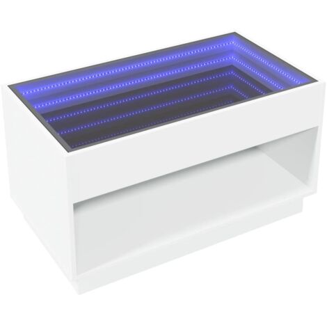 vidaXL Tavolino da Salotto con LED Infinity Bianco 90x50x50 cm