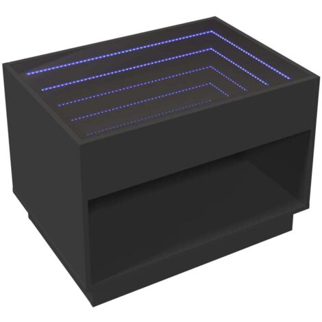 vidaXL Tavolino da Salotto con LED Infinity Nero 70x50x50 cm